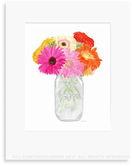 gerber daisy vase print